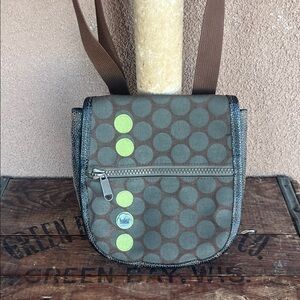 Haiku Gray and Lime Dot Pattern Bag